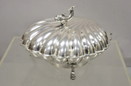Vintage Eton Dolphin Handle Clam Shell Silver Plated Electrified Serving Warmer