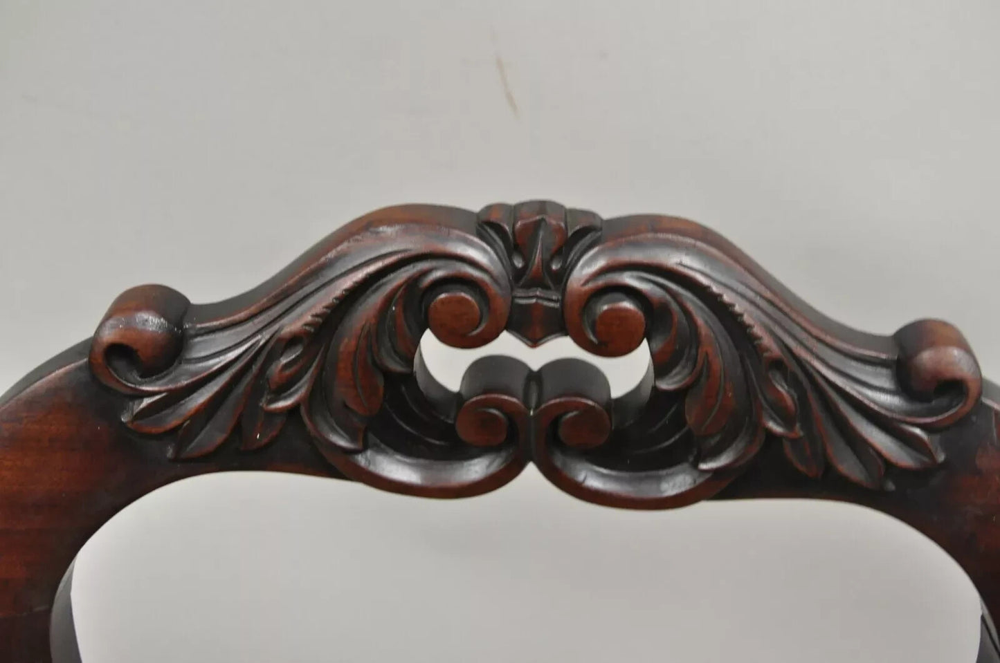 Antique Eastlake Victorian Carved Mahogany Needlepoint Parlor Side Chairs - Pair