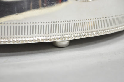 Antique English Edwardian Sheffield Silver Plated 24" Serving Platter Bar Tray