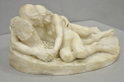 Stephan Abel Sinding (1846-1922) "Lovers Couple" Alabaster Marble Sculpture