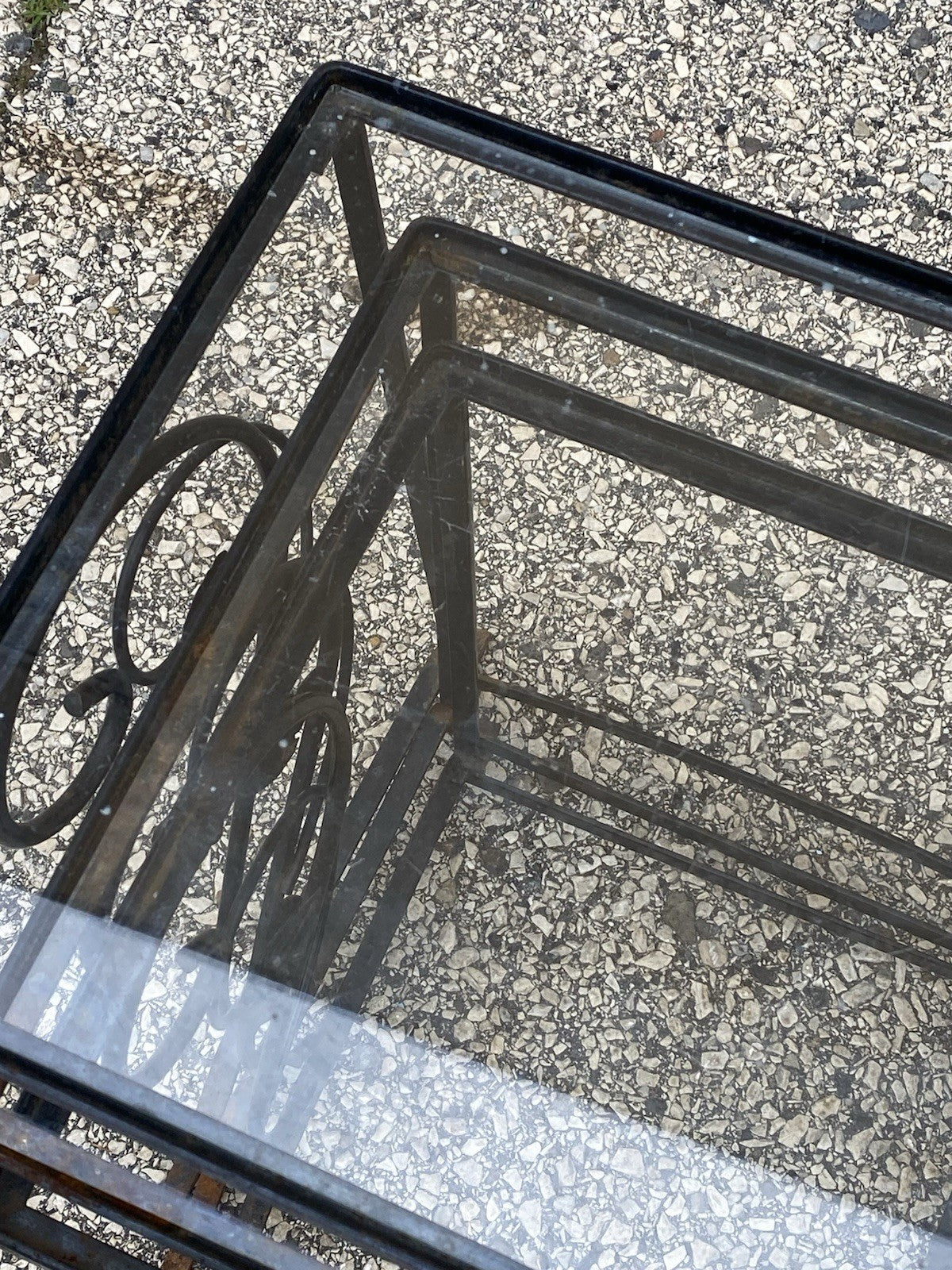 Vintage Art Nouveau Salterini Wrought Iron Garden Nesting Side Tables - 3 Pc Set