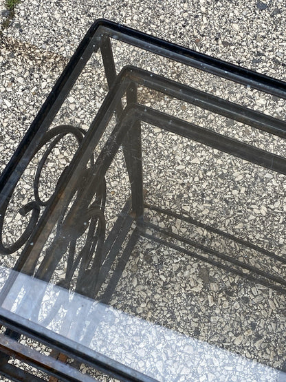 Vintage Art Nouveau Salterini Wrought Iron Garden Nesting Side Tables - 3 Pc Set