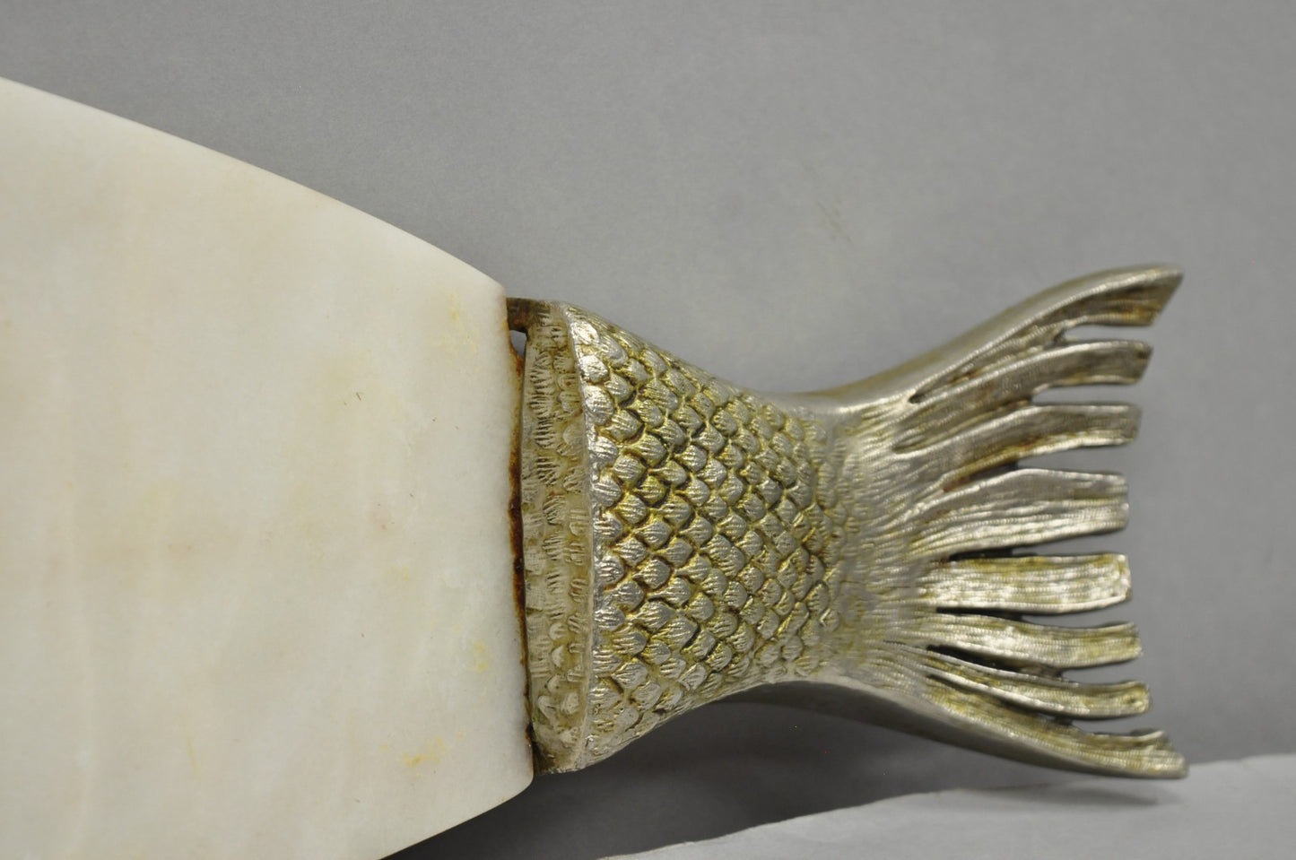 Vintage Mid Century Modern Fish Marble Metal Cutting Board Sushi Serving Platter