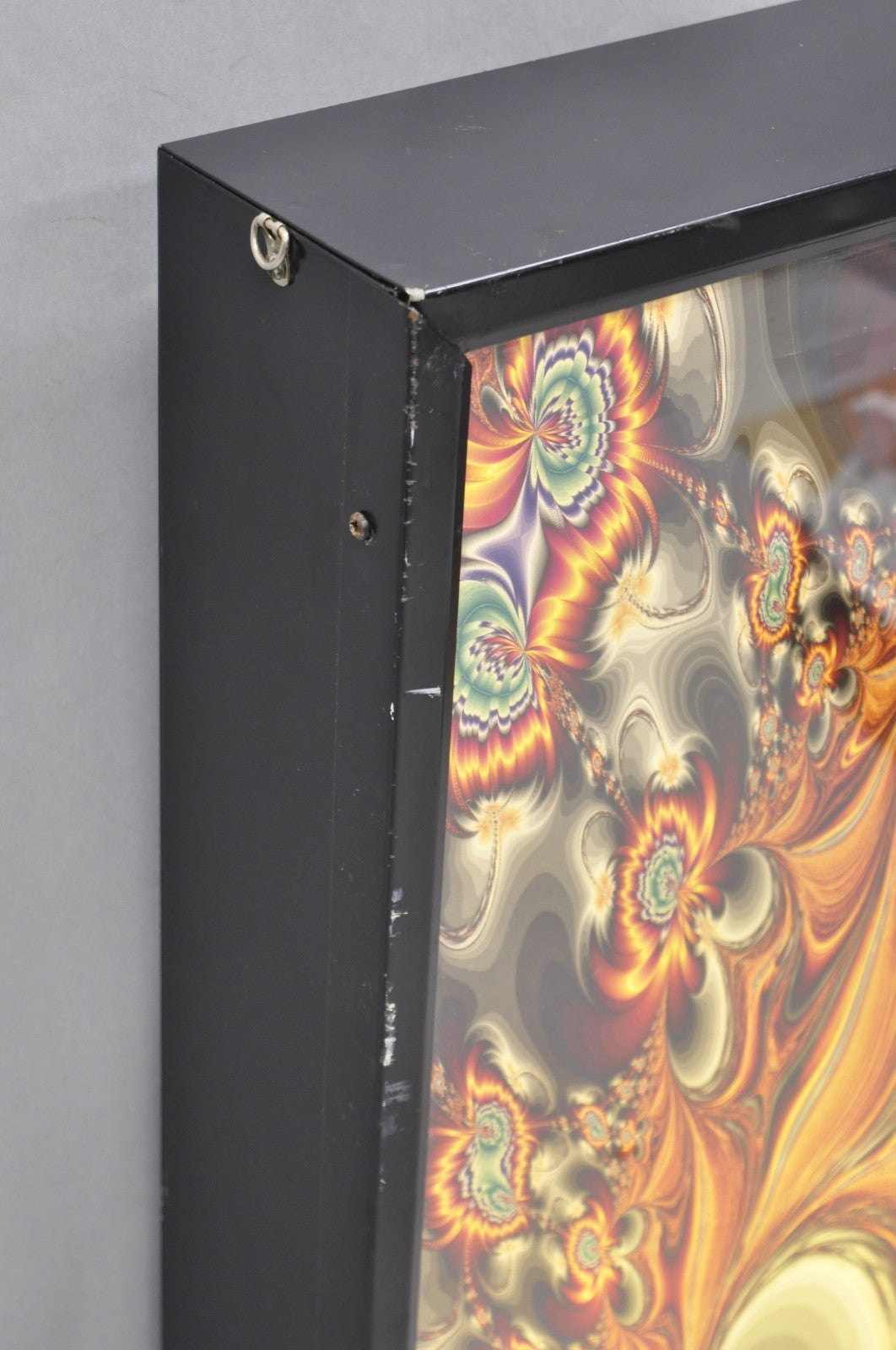 Vintage 1990s Illuminated Shadowbox Psychedelic Wall Art Framed Poster 30x24