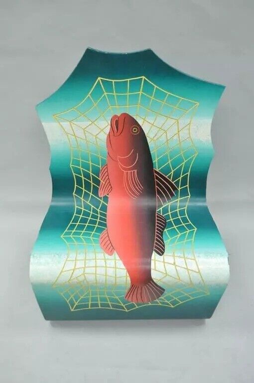 Alan Siegel 1985 Vintage Bent Wood Hand Painted Fish & Net Chair Artist Signed