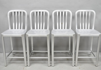 Art Deco Navy Style Aluminum Metal 24" Counter Stool Barstool Chair - Set of 4