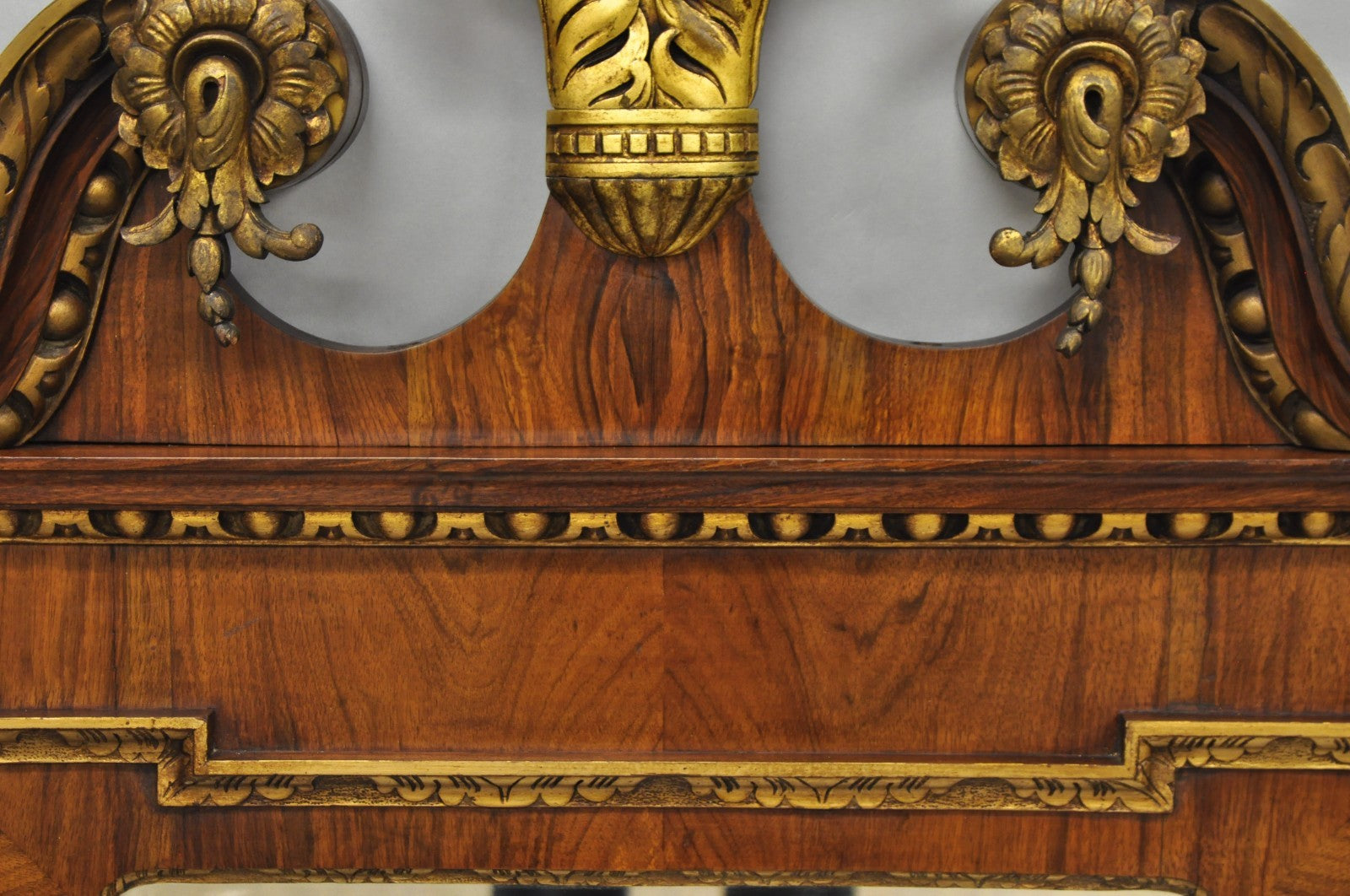 Antique George II Style Walnut Beveled Glass Wall Mirror w/ Plume Pediment