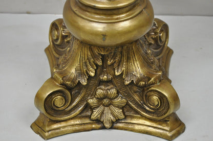 Vintage Brass Bronze Fluted Corinthian Column 29" Classical Pedestal Plant Stand