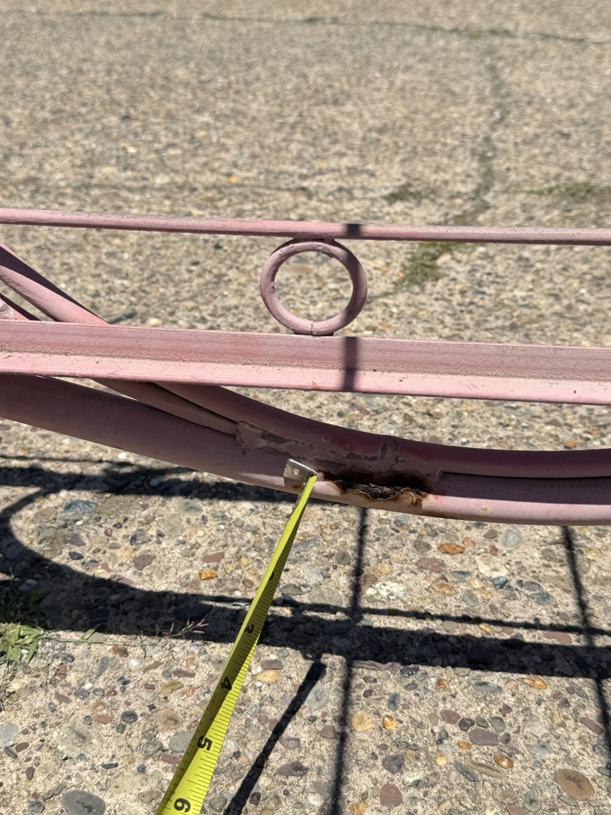 Antique Salterini Mt Vernon Wrought Iron Art Nouveau Pink Serving Bar Tea Cart