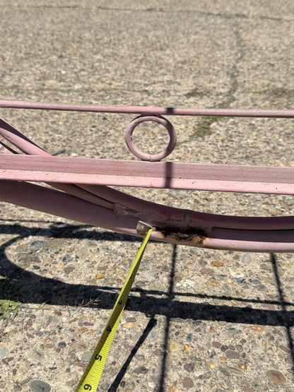 Antique Salterini Mt Vernon Wrought Iron Art Nouveau Pink Serving Bar Tea Cart