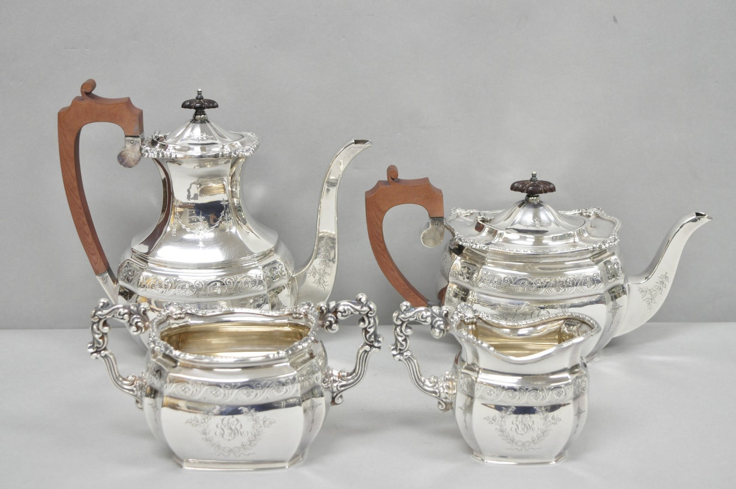Antique Bailey Banks & Biddle English Edwardian Silver Plated Tea Set - 4 Pcs