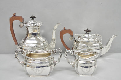 Antique Bailey Banks & Biddle English Edwardian Silver Plated Tea Set - 4 Pcs