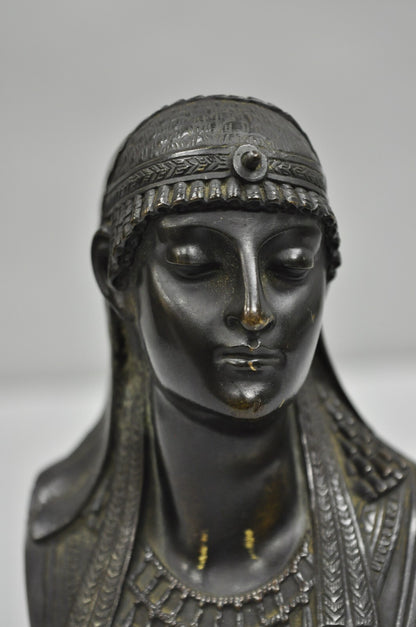 Antique Egyptian Revival Small 7" Bronze Grand Tour Bust of a Pharaoh