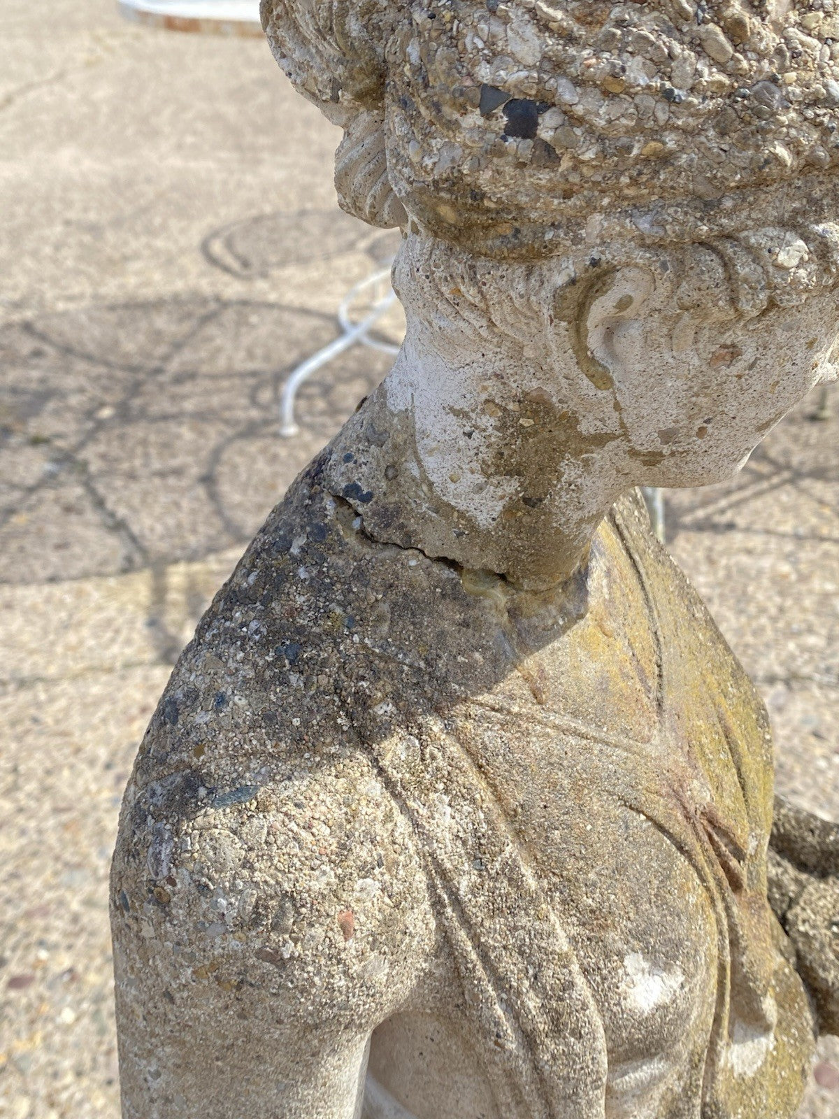 Vintage Greek Classical Goddess Hebe Concrete Stone 40" Garden Statue Figure