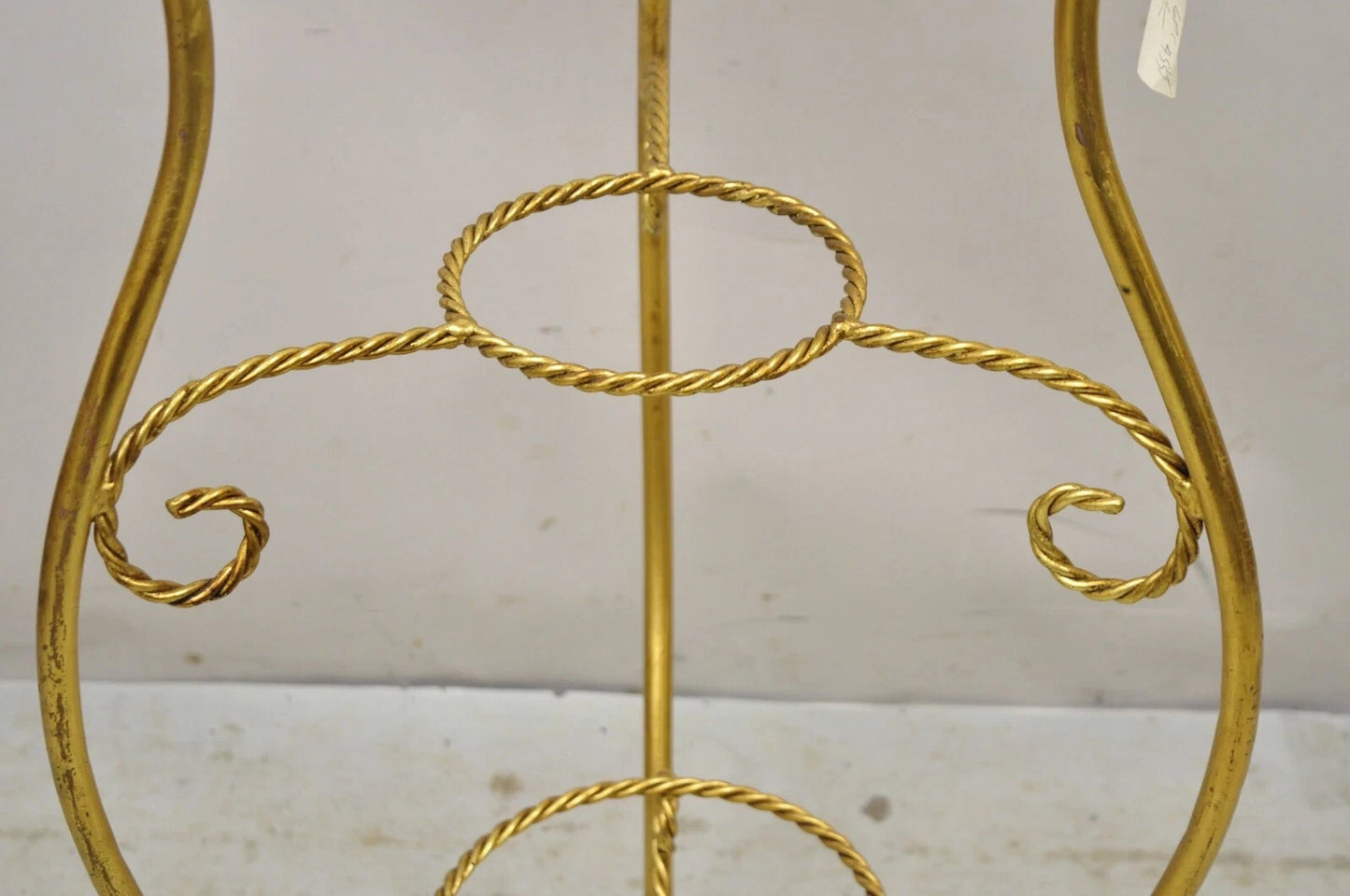 Italian Hollywood Regency Gold Iron Rope 3 Tier Bath Washstand Plant Stand Table