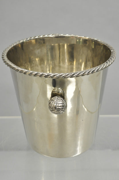 Hollywood Regency Silver Plated Champagne Chiller Ice Bucket w/ Knot Handles