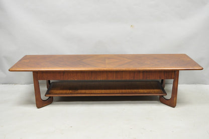 Vintage Mid Century Danish Modern Sculptural Walnut 1 Drawer Long Coffee Table