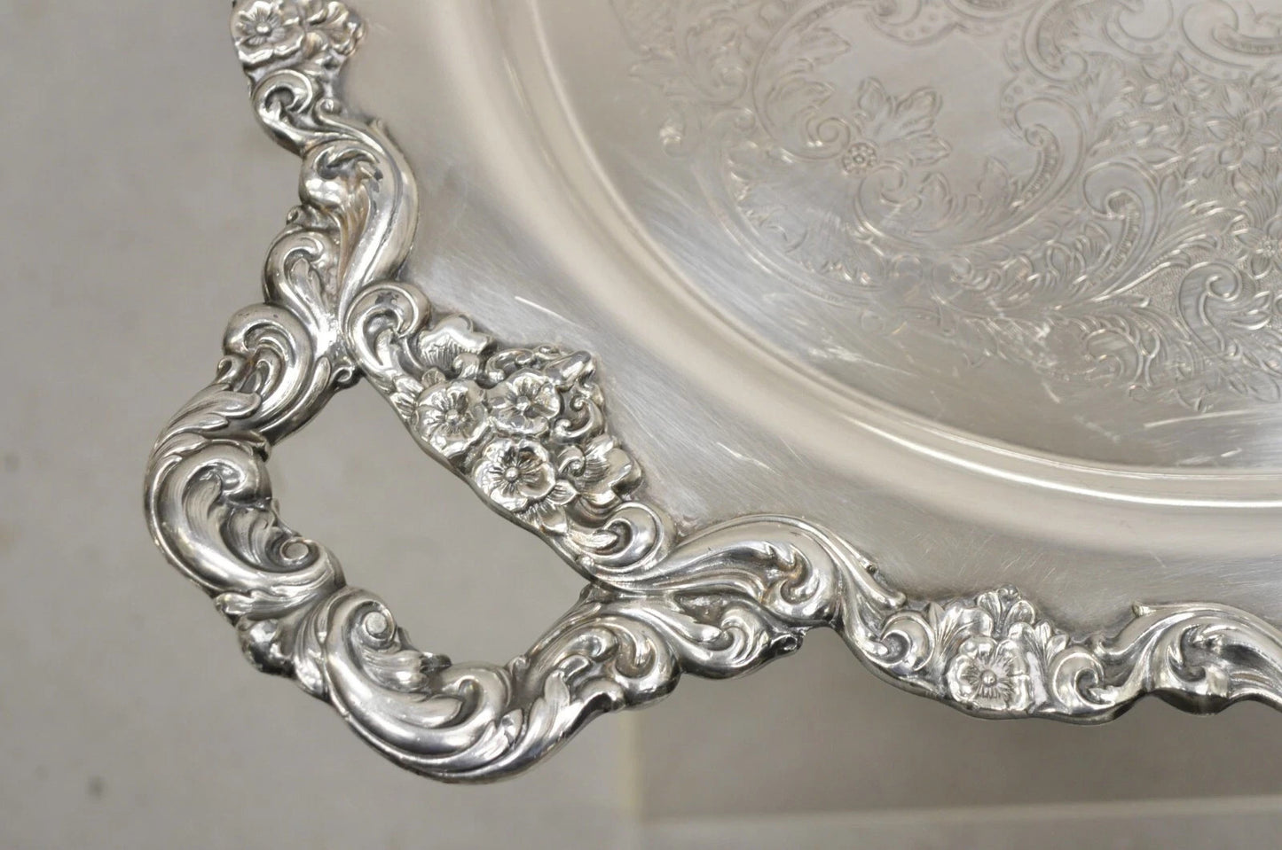 Vintage Poole 400 Lancaster Rose Silver Plated Serving Platter Bar Tray (B)