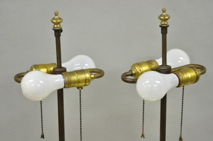 Vintage French Empire Neoclassical Gold Burnished Brass Urn Table Lamps - a Pair