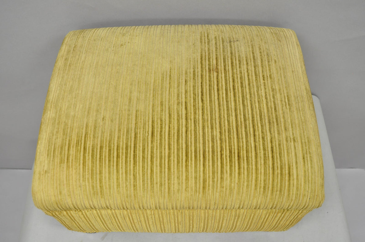 Vintage Traditional Mahogany Leg Green Upholstered Footstool Ottoman