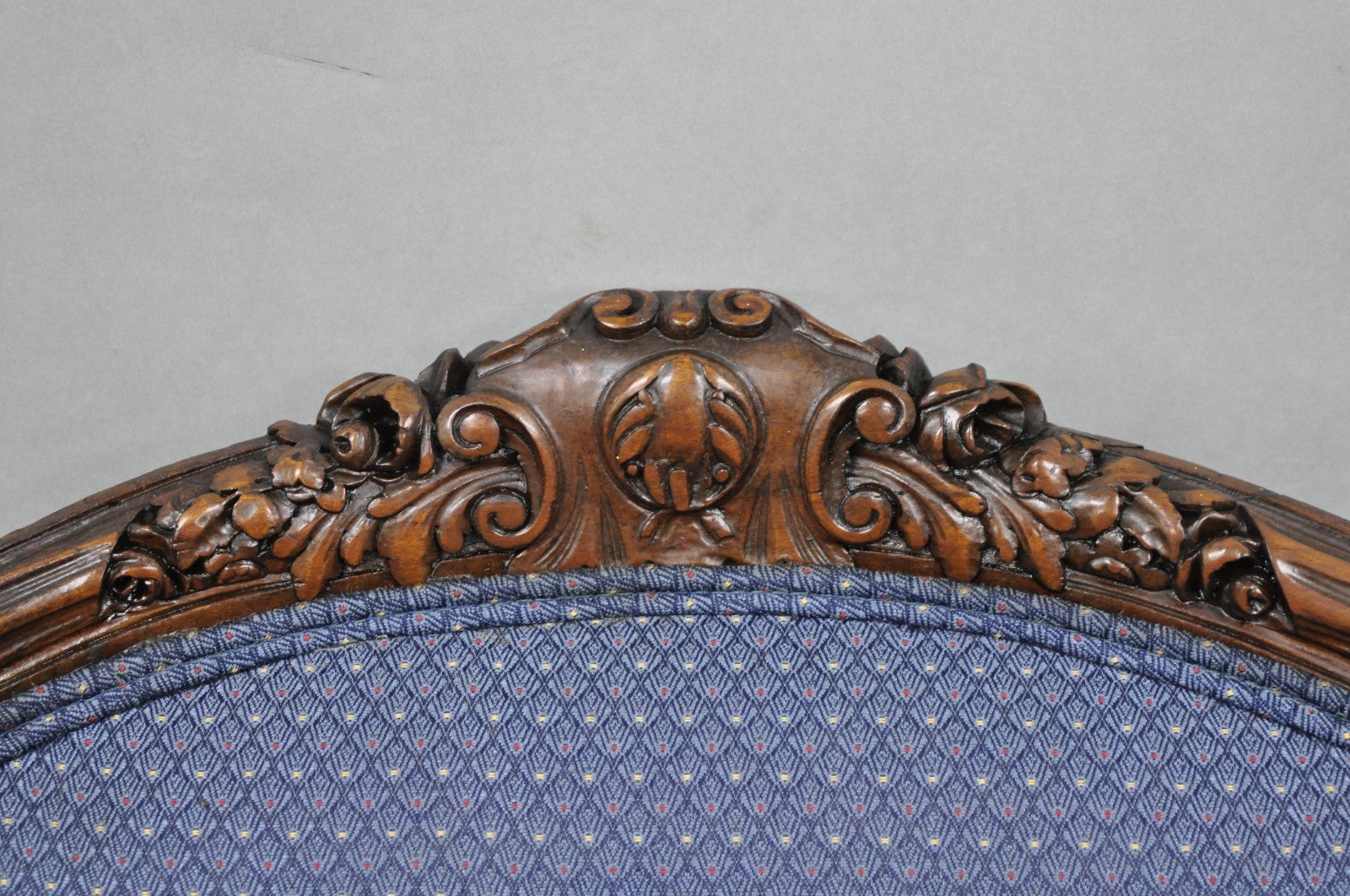Antique French Renaissance Louis XV Style Carved Walnut Wingback Arm Chair