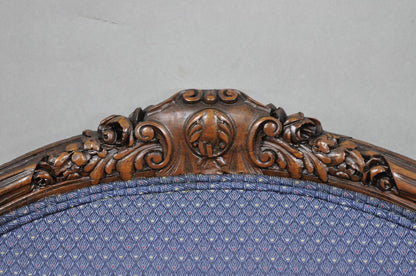 Antique French Renaissance Louis XV Style Carved Walnut Wingback Arm Chair