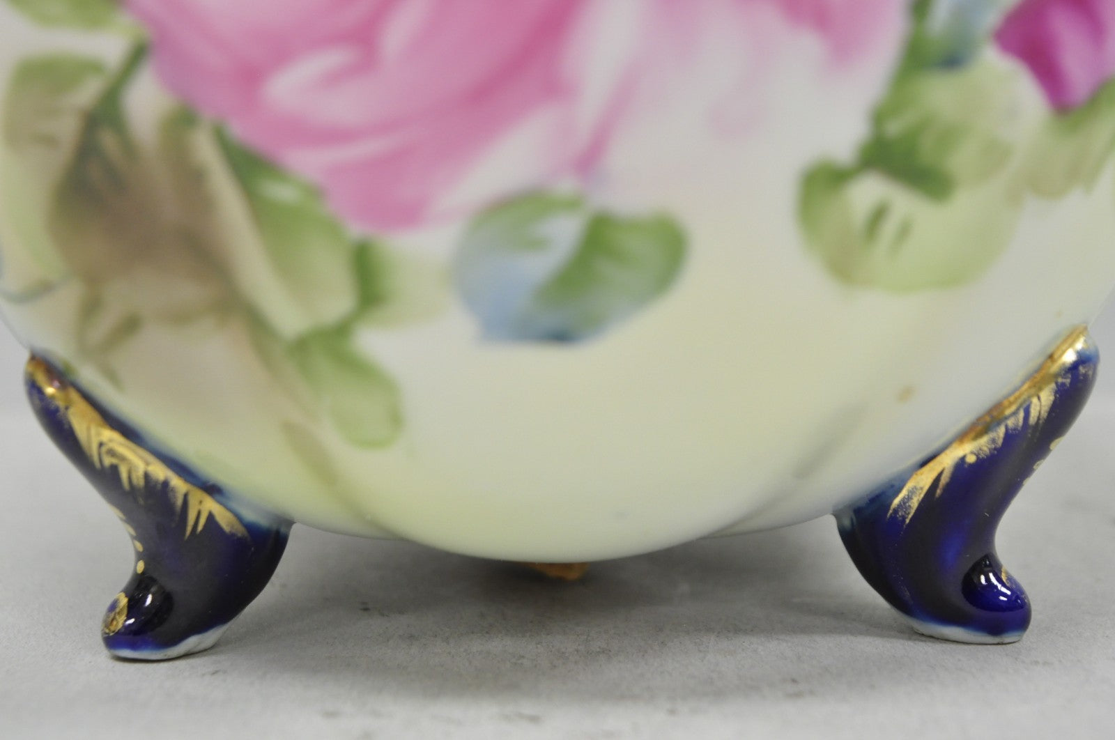 Antique Nippon Hand Painted Moriage Pink Rose Porcelain Biscuit Jar Vase