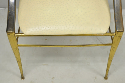 Vintage Italian Hollywood Regency Sculptural Brass Chiavari Style Accent Chair