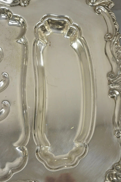 Victorian Meneses Orfebres Silver Plated Meat Cutlery Serving Platter Tray