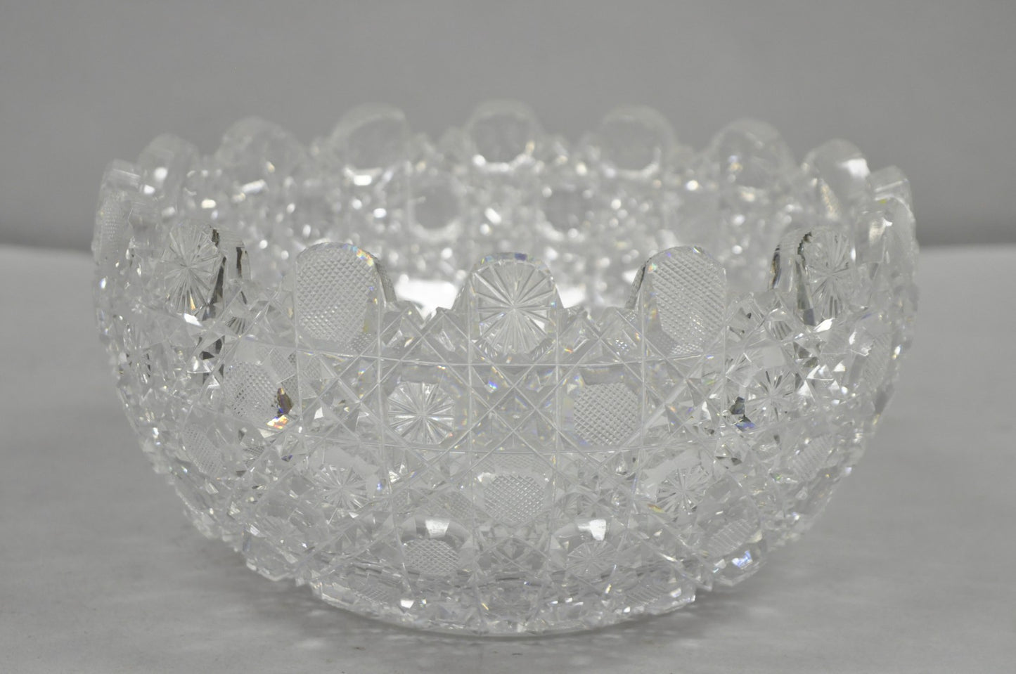 Antique Brilliant Cut Glass Victorian Saw Tooth Heavy 10" Candy Fruit Bowl