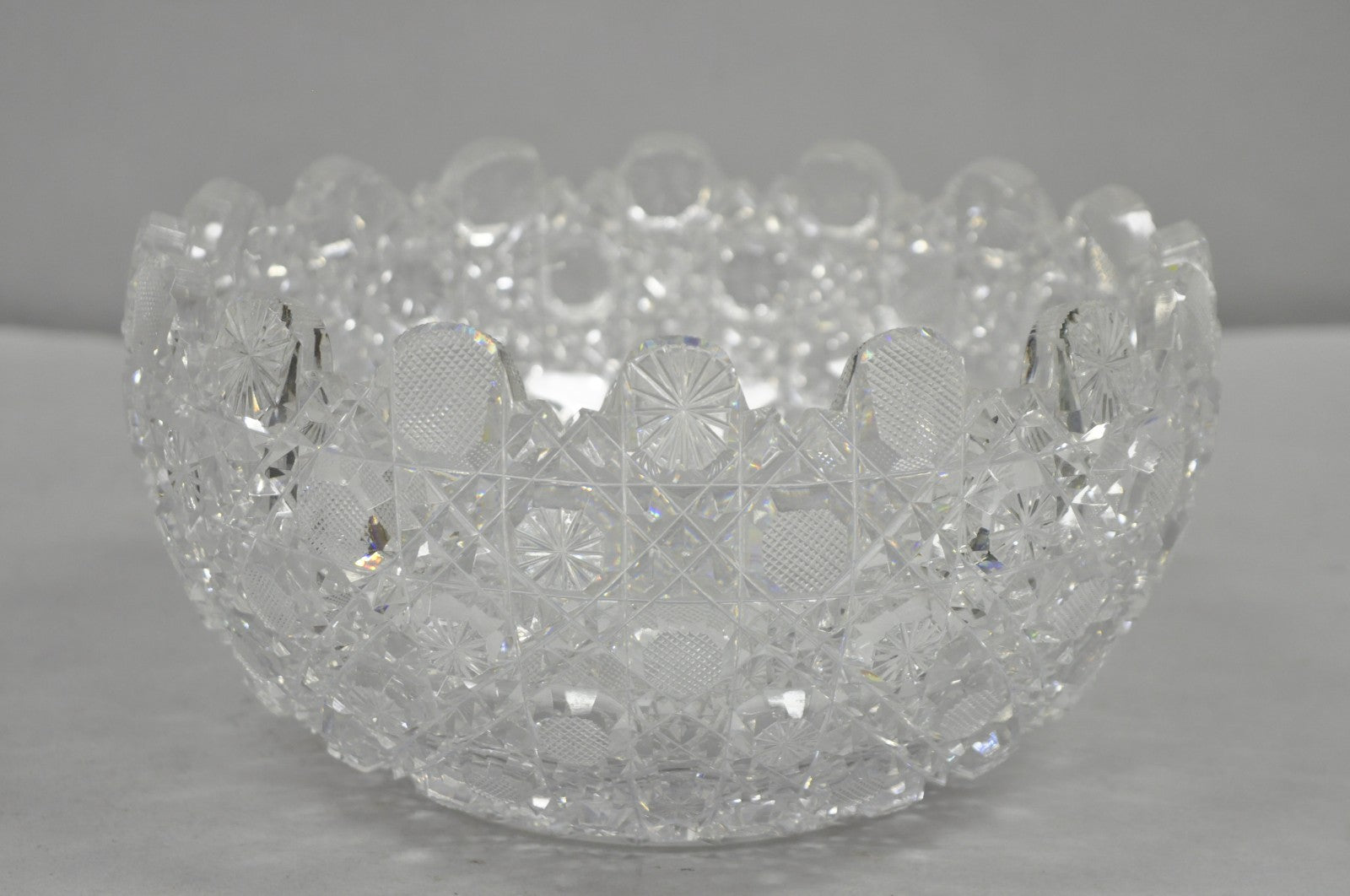 Antique Brilliant Cut Glass Victorian Saw Tooth Heavy 10" Candy Fruit Bowl