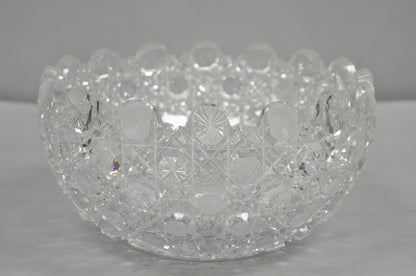 Antique Brilliant Cut Glass Victorian Saw Tooth Heavy 10" Candy Fruit Bowl