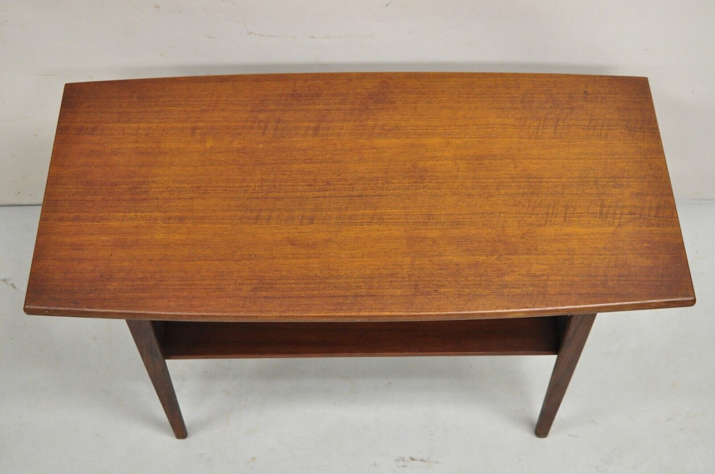 Vintage Mid Century Modern Danish Teak Wood Small 2 Tier Coffee Table Side Table