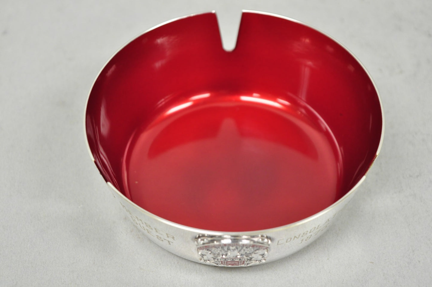 Vintage Reed & Barton 22 Silver Plated Red Enamel Columbia Country Club Ashtray