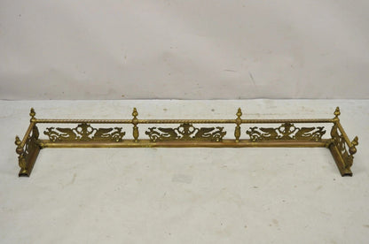 Antique Victorian Figural Swan Bird Twisted Brass 48" Fireplace Fender Surround