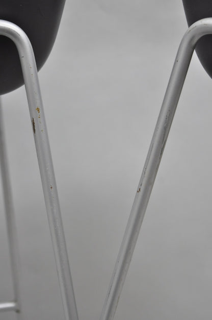 Turnstone by Steelcase Metal Scoop Barstool Stool w/ Green Cushion - Set of 3