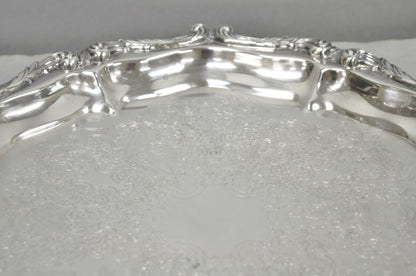 "La Reine" by Wallace Round Scalloped Footed Silver Plated Serving Platter Tray