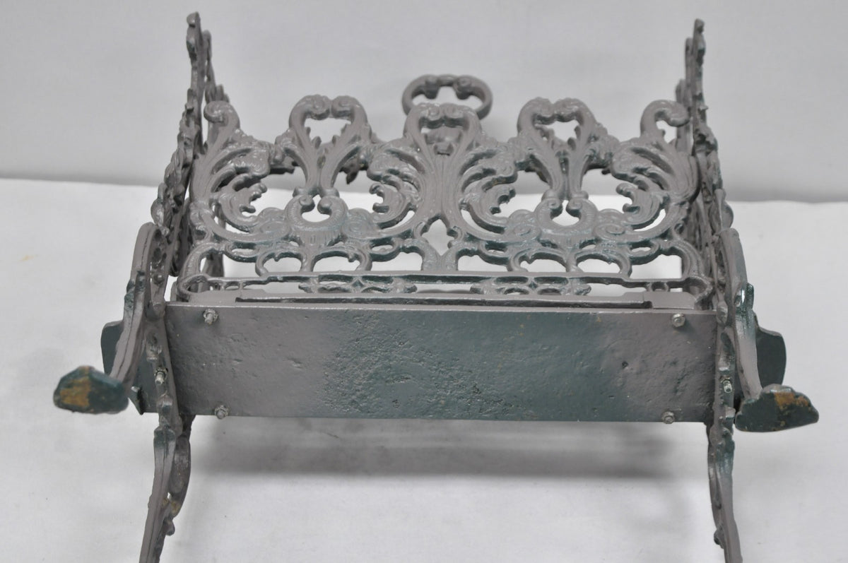 Vintage French Renaissance Victorian Style Cast Iron Magazine Rack with Cherubs