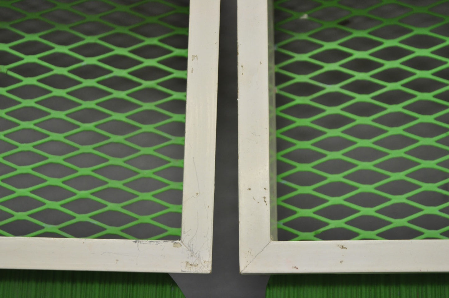 Vintage Mid Century Modern Green Theater Mask Shadowbox Wall Pocket Shelf - Pair