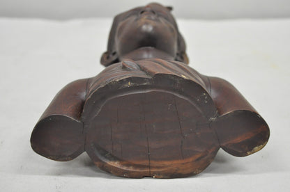 Vintage Carved Wood Balinese Indonesian Bali Woman Man Bust Sculpture