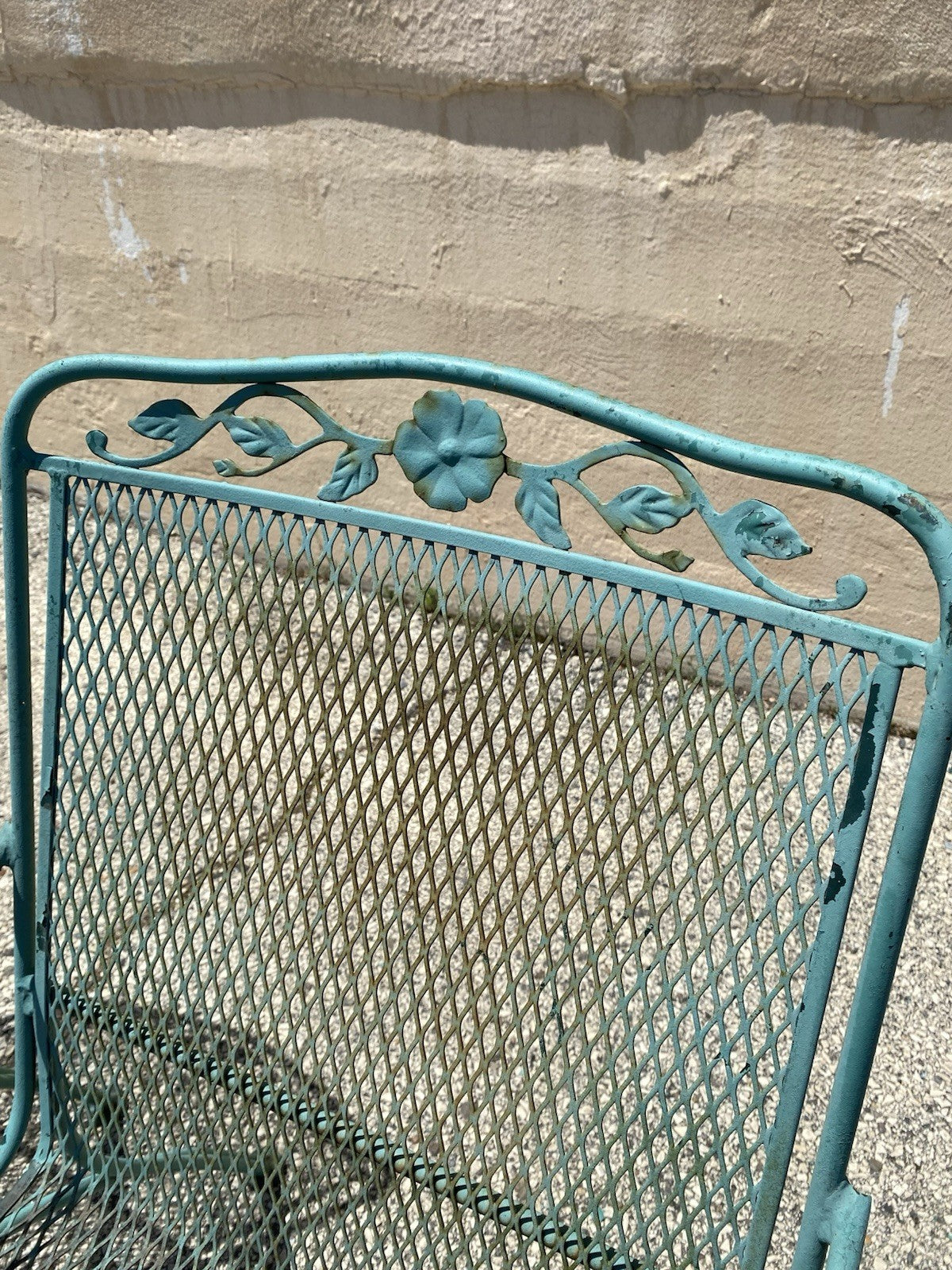 Vintage Woodard Wrought Iron Patio Dining Set w/ Round Pedestal Base Table 5 Pcs