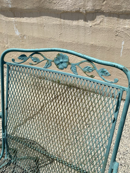 Vintage Woodard Wrought Iron Patio Dining Set w/ Round Pedestal Base Table 5 Pcs
