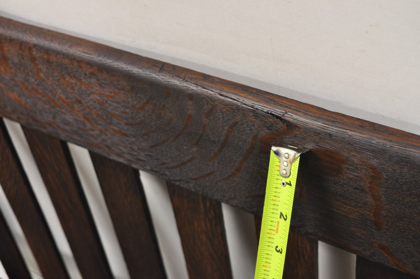 Antique Arts & Crafts Mission Oak Stickley Style 14 Slatted Bench Settee Sofa