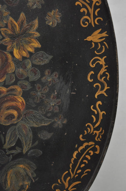 Antique French Victorian Tole Metal Hand Painted Floral Adjustable Firescreen