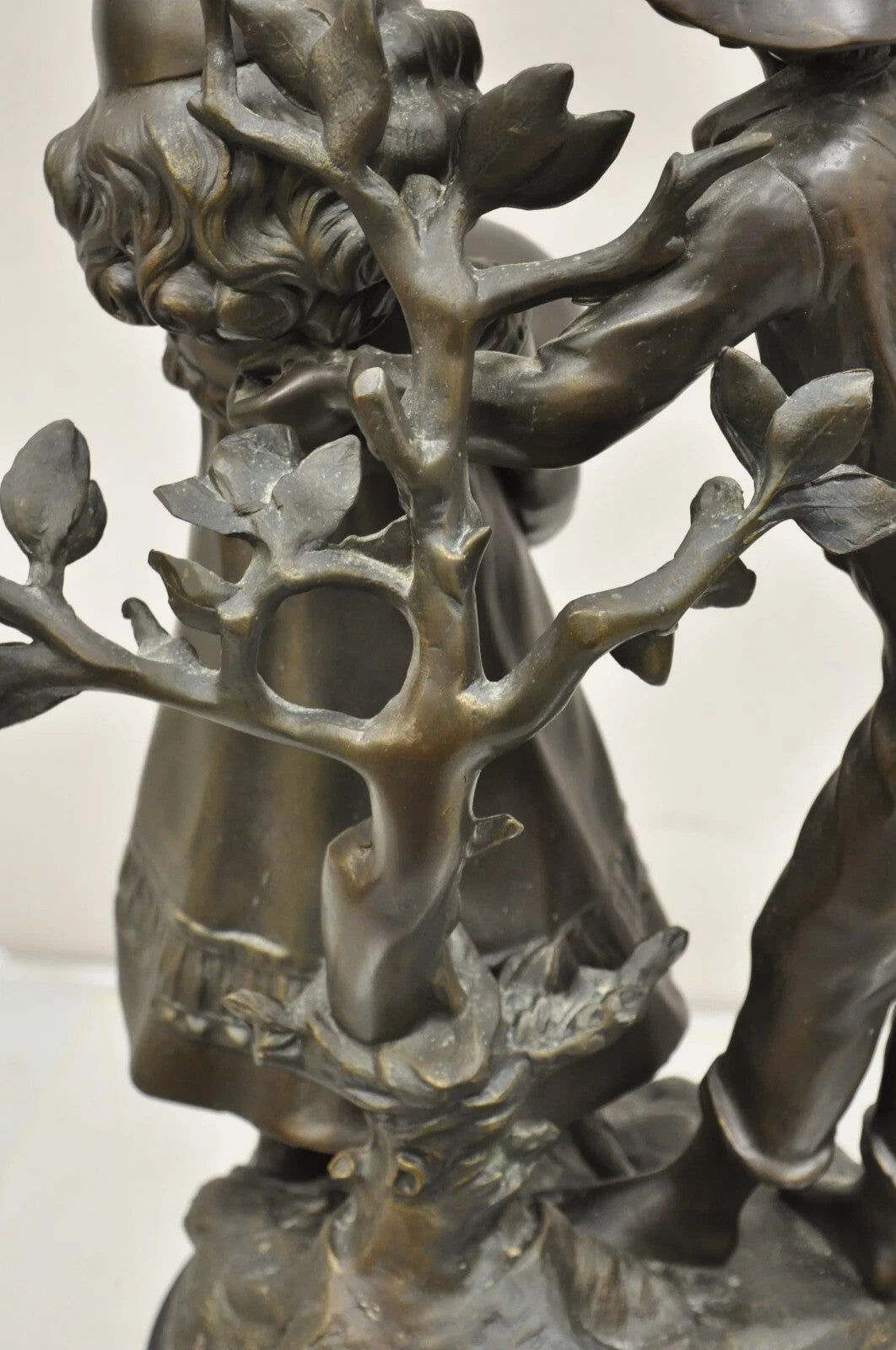 "Enjoue" after Auguste Moreau Victorian Bronze Boy and Girl Statue Sculpture
