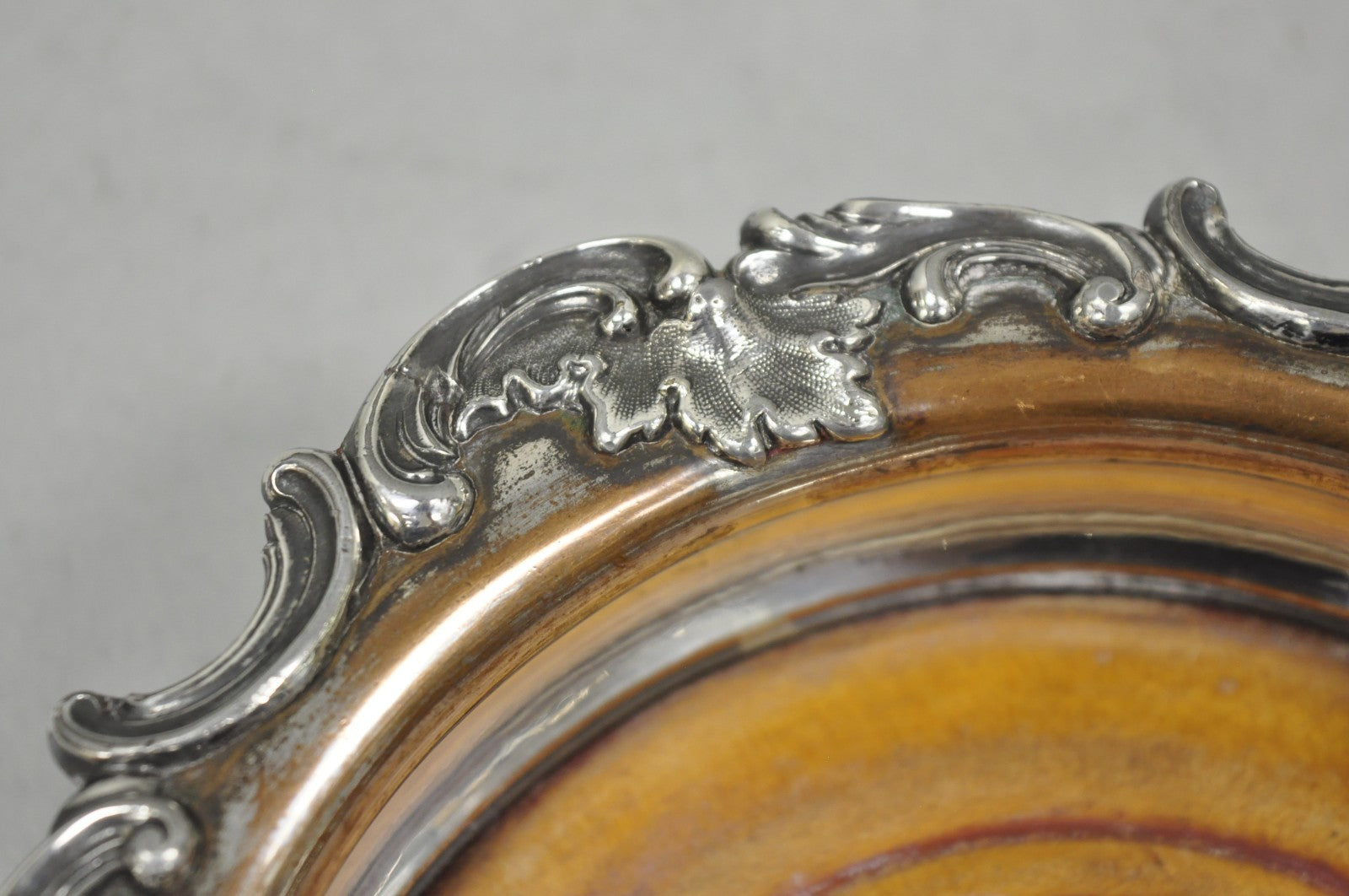 Antique English Victorian Silver Plated Floral Repousse Bar Wine Bottle Coaster