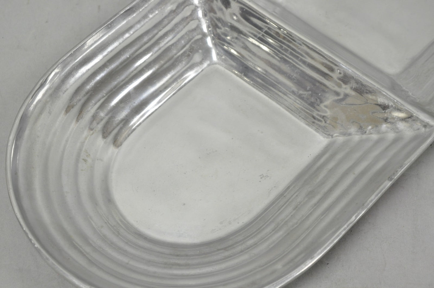 Vintage Mid Century Modern Art Deco Cast Aluminum 2 Section Serving Dish Platter