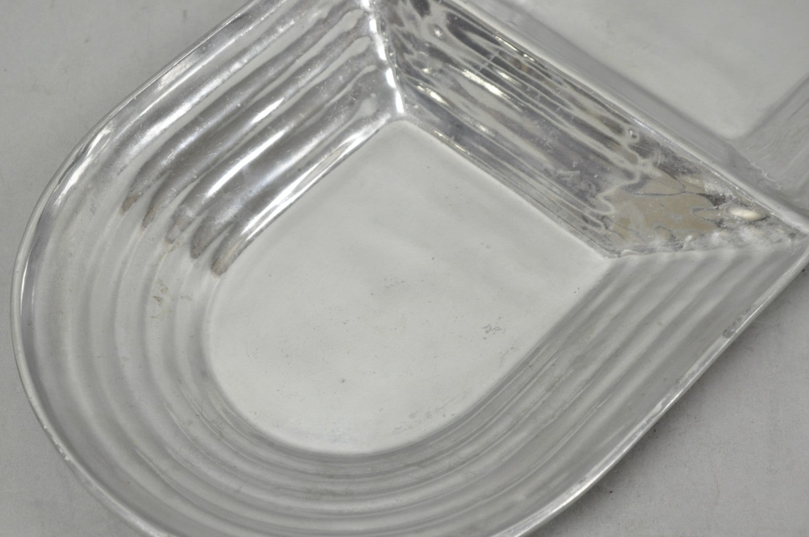 Vintage Mid Century Modern Art Deco Cast Aluminum 2 Section Serving Dish Platter