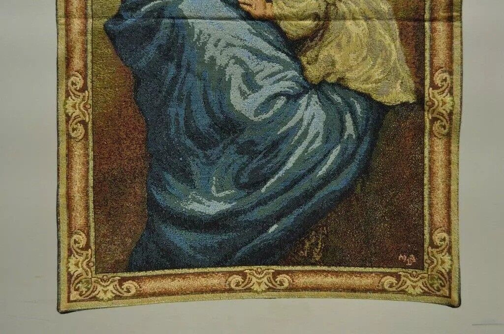 25"x18" French Wall Hanging Tapestry Aubusson Mother and Child Madonna Ferruzzi