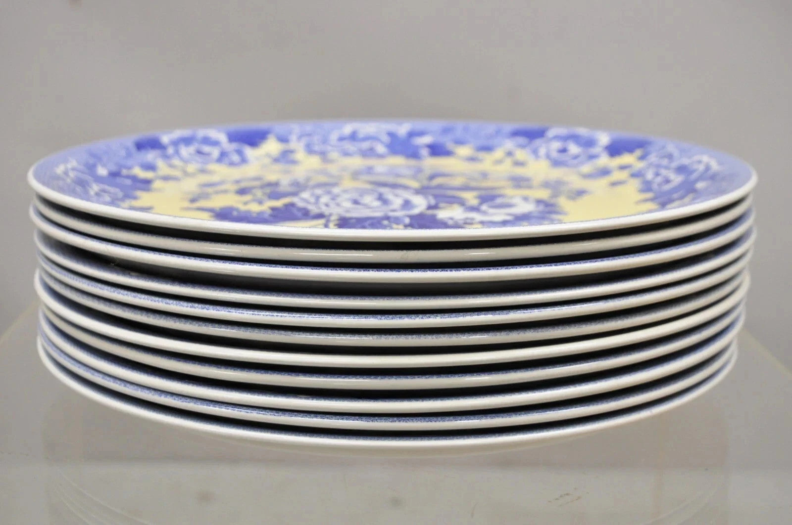 Spode 13" Garden Collection Flowers Poppy Blue Yellow Platter Dinner Plate, Each